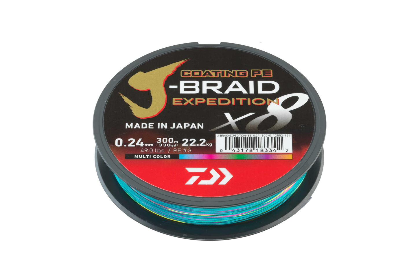 Daiwa J-Braid Expedition X8 geflochtene Schnur 8-fach 150m 300m Orange Green Multicolor