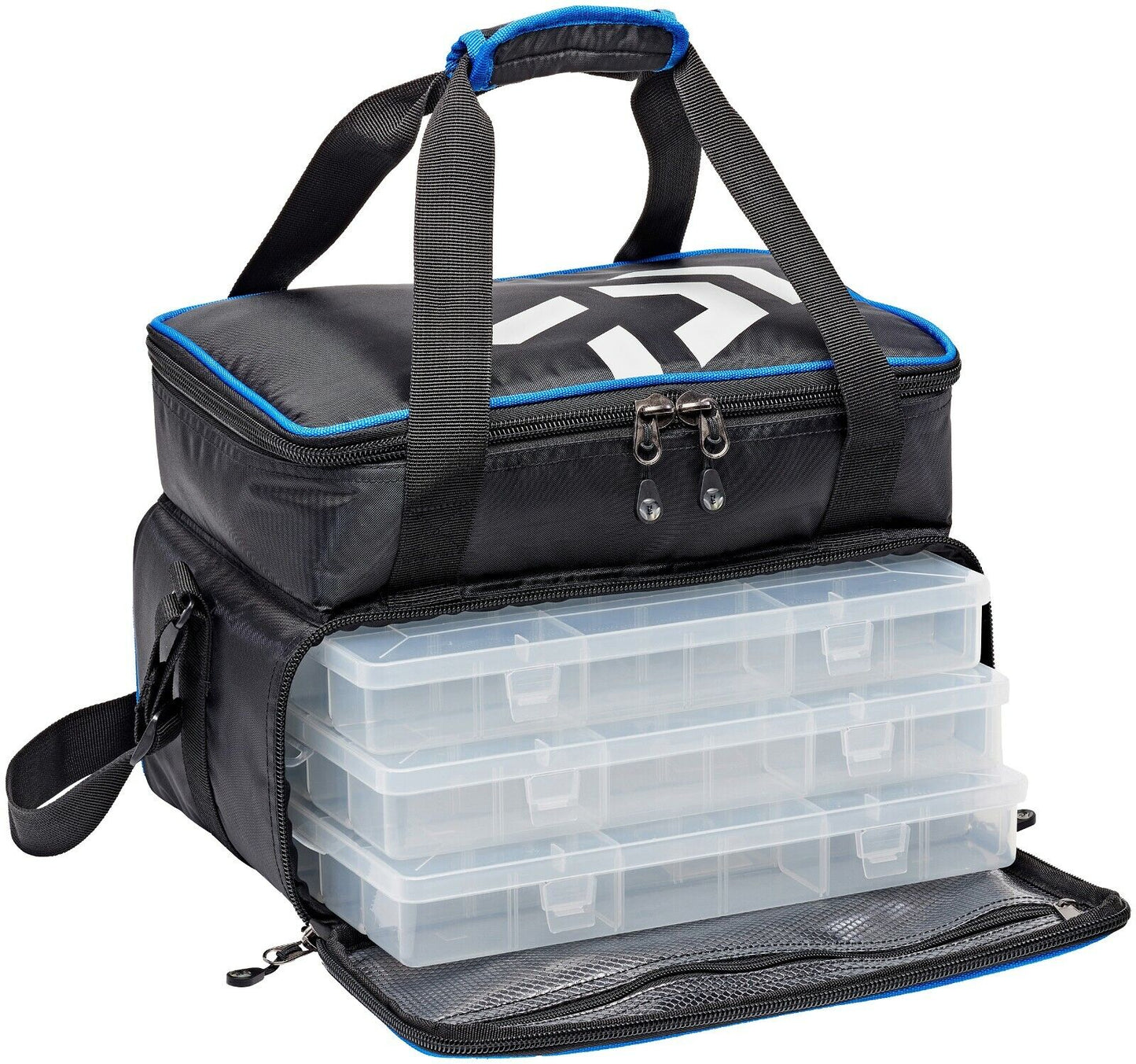 Daiwa N´ZON Tackle Tasche M, Feeder Bag, Angeltasche mit Boxen, Feedertasche