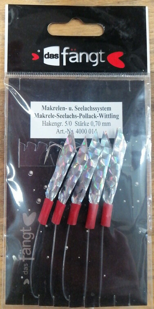 Das Fängt Makrelen-und Seelachssystem Hakengr. 5/0 0,70mm