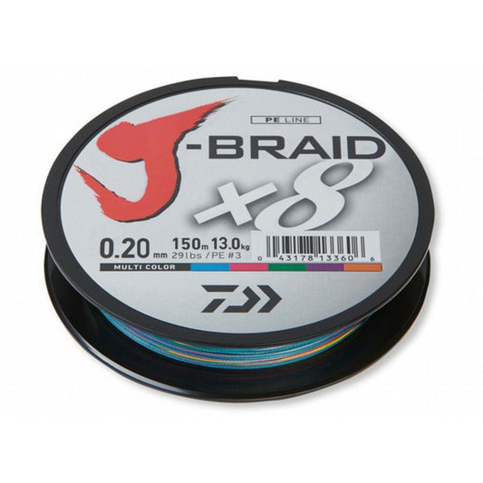 Daiwa J-Braid X8 150m 300m Meter verschiedene Stärken Geflochtene Multicolor