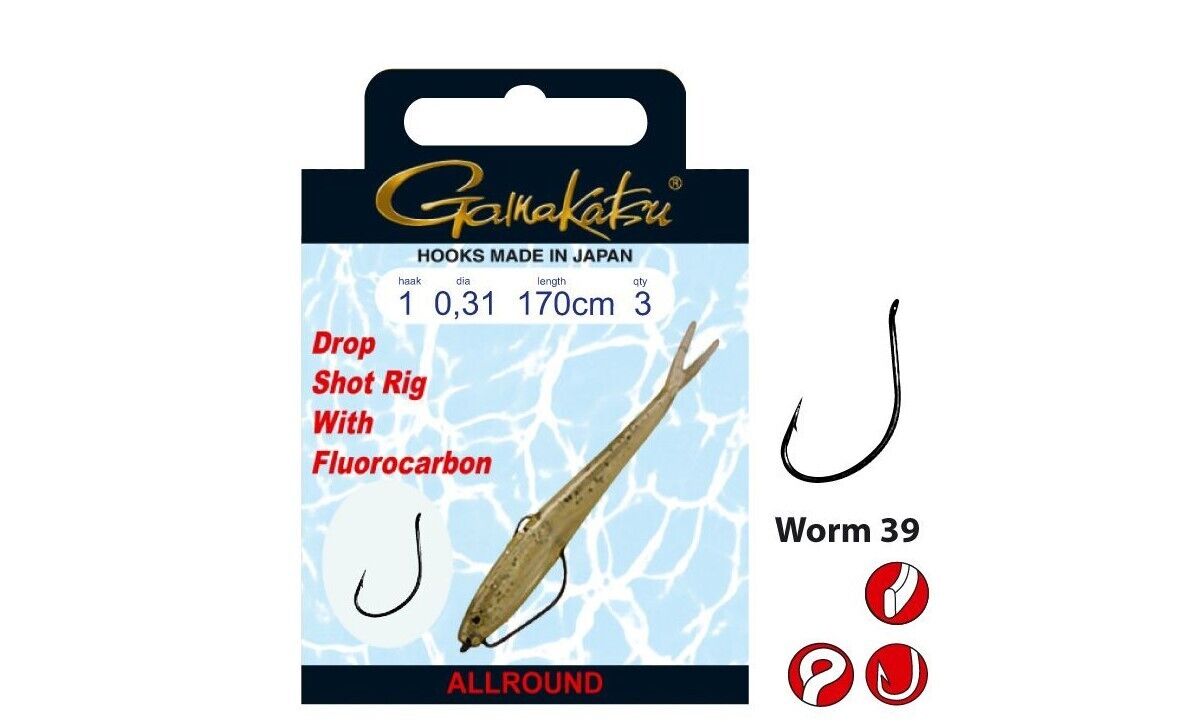 Gamakatsu Dropshot Rig Allround Länge 1,70m Hakengröße 1 2 3 4 Fluorocarbon
