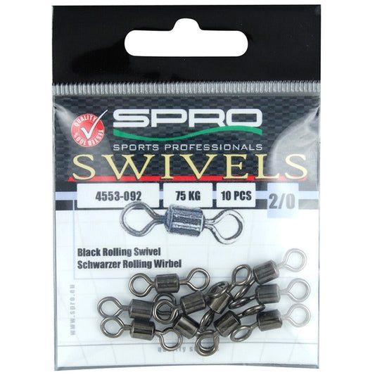 Spro Black Rolling Swivel - Schwarzer Tönnchen Rolling Wirbel Größen 2/0 - 8