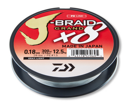 Daiwa J-Braid Grand X8 Gray-Light 135m 270m Geflochtene Schnur Angelschnur
