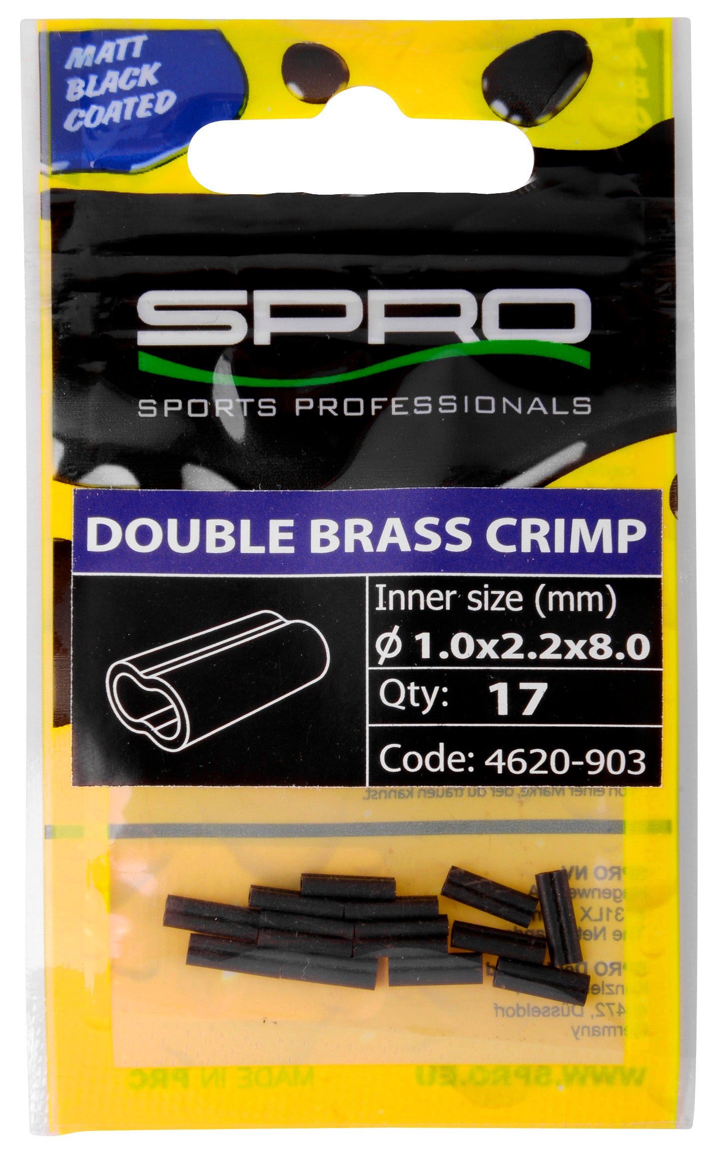 Spro Matte Black W-Brass Crimp Doppelklemmhülsen