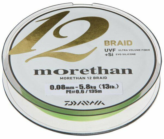 DAIWA Morethan 12 Braid EX+Si Lime Green 12-fach geflochten 135m/300m