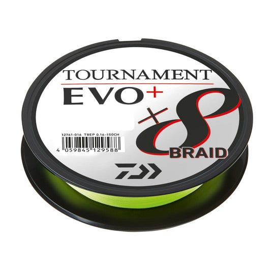 DAIWA Tournament x8 Braid EVO+ 135m 270m, chartreuse geflochten