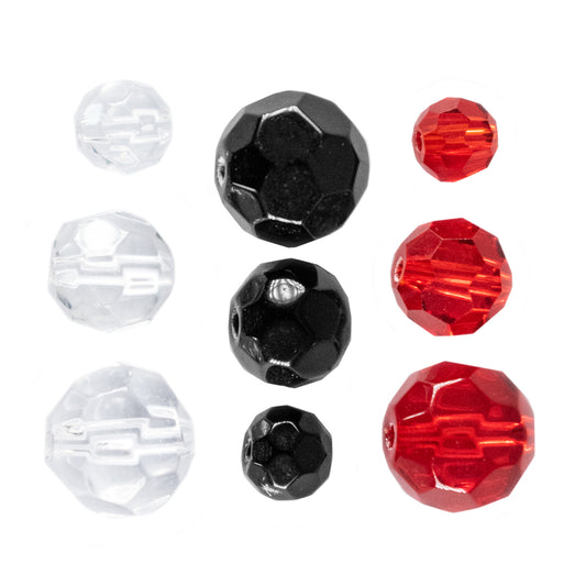 LMAB Glass Beads Schwarz Rot Crystal 6 8 10 mm