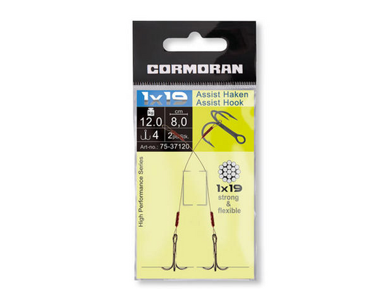 CORMORAN 1x19 Assist Haken mit Schlaufe und Drilling